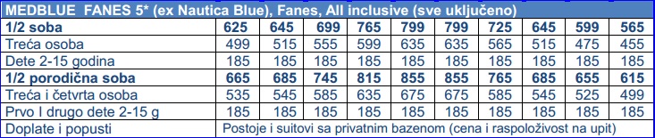 Grcka- Rodos- hoteli- Medblue Fanes- cenovnik 1